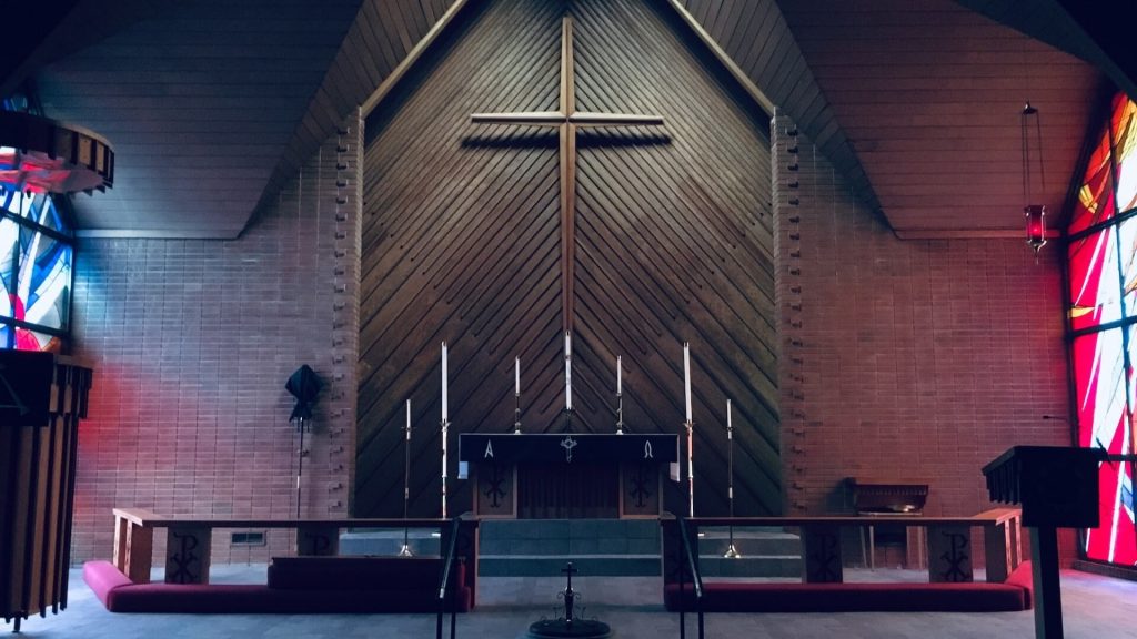 Modern and minimalist church altar.